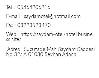 Otel Saydam iletiim bilgileri